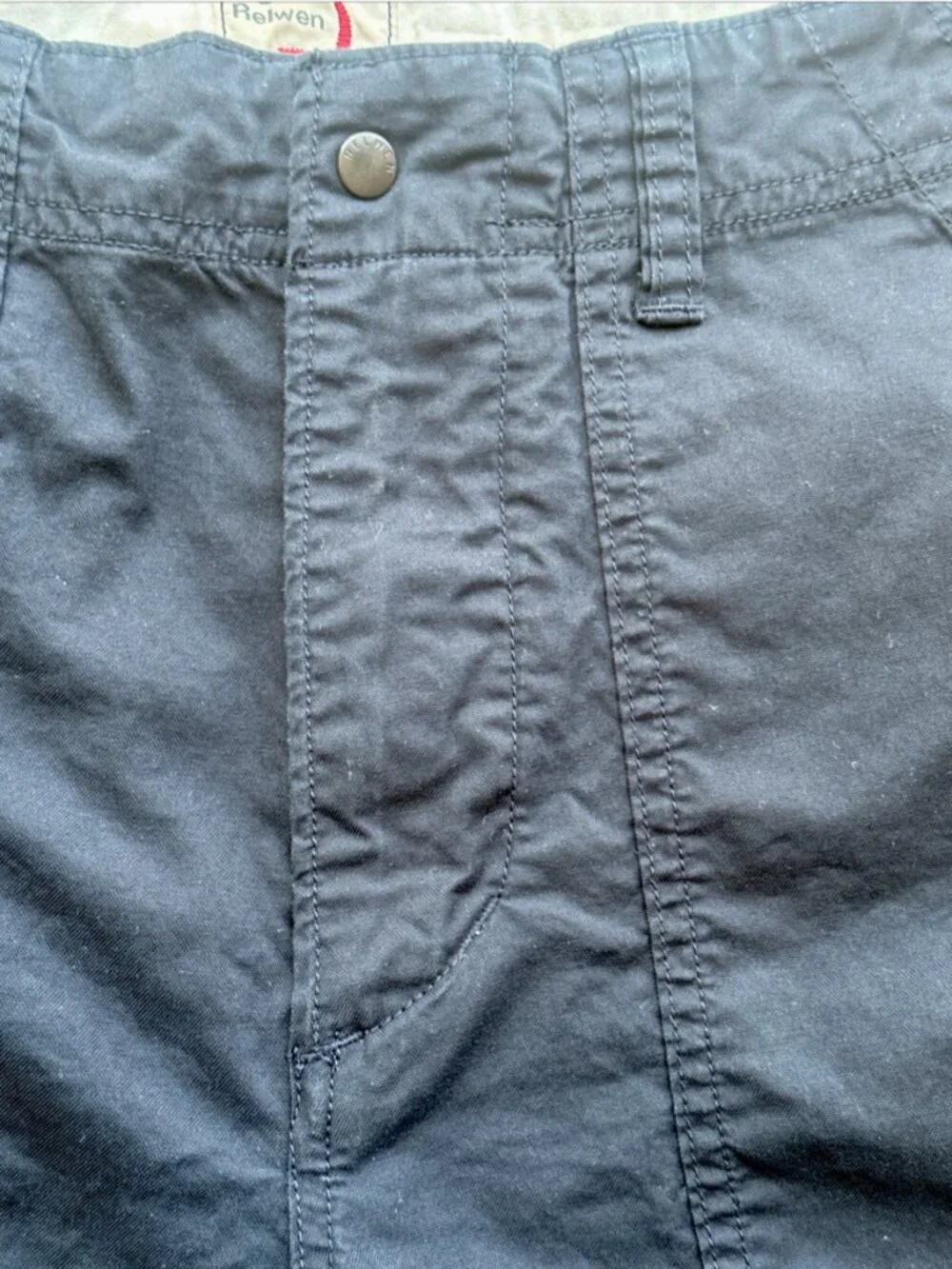 Relwen Mens Navy Blue Chino Shorts Size 34 Utility Panel Stretch Cotton 121082